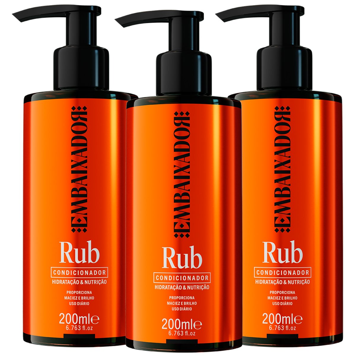 Kit 03 Condicionador de Hidratação e Nutrição Rub Embaixador